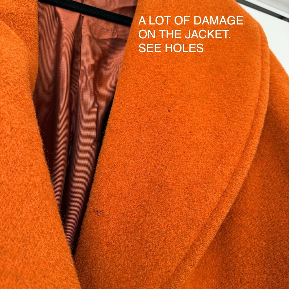 MAXMARA Burnt Orange Oversized Shawl Collar Wool Blend Cocoon Coat- DAMAGED - Picture 4 of 16